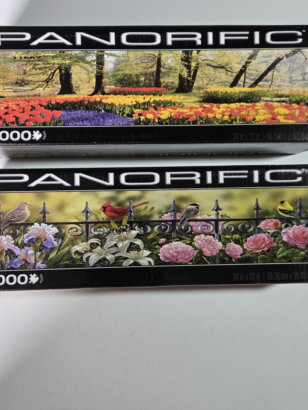 SunsOut Panorific 1000 Piece Panoramic Jigsaw Puzzle Lot of 2 Flowers Birds